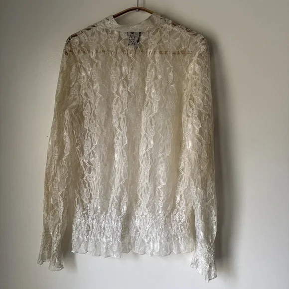 Simply Irresistible Y2K Sheer Ivory Lace Top Size L Renaissance Dainty Fairy - Picture 9 of 9